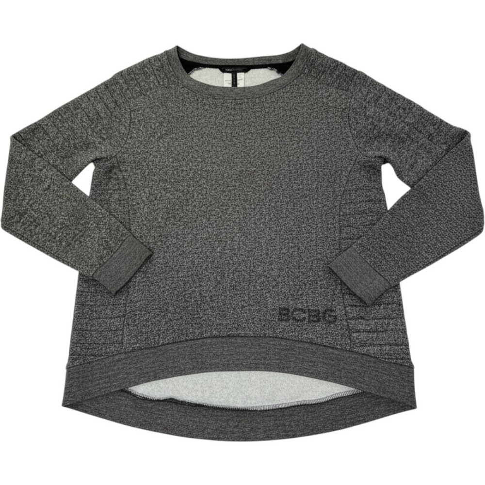 BCBGMAXAZRIA Sweatshirt Womens Size M Gray Rhinestone Logo Pullover